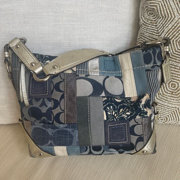Coach Handbags - Rare Coach Signature Denim Patchwork Hobo F13721 Blue Multi Y2K Shoulder Bag